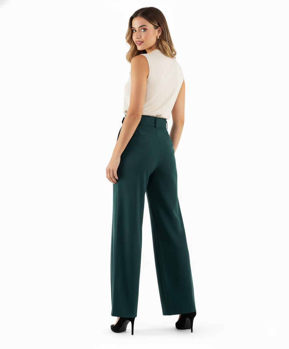 Pantalón acampanado con cinturón que estiliza y realza tu presencia