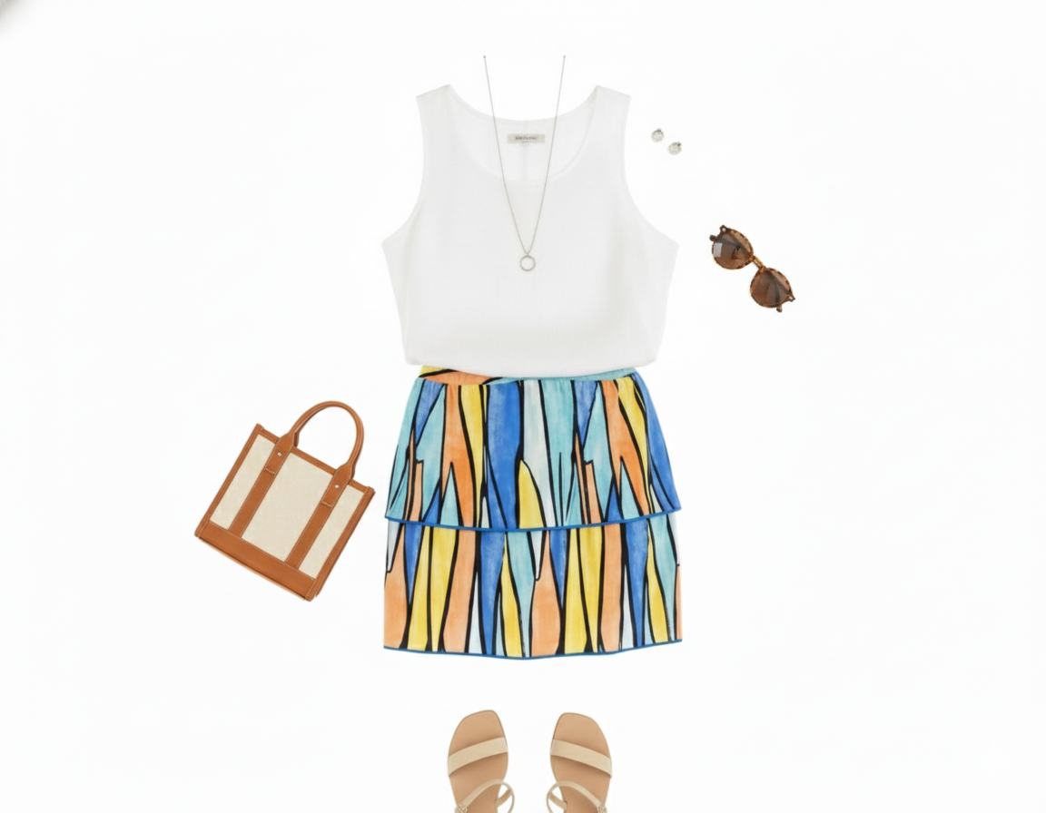 Minifalda con olanes en gajos de color que anima cualquier outfit con alegría visual