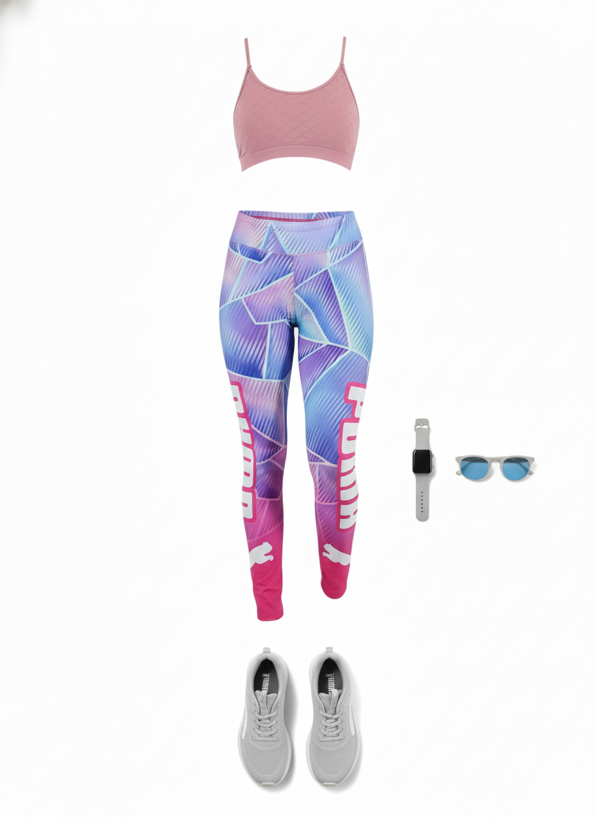 Conjunto deportivo Push Up con estampado abstracto que realza tu figura con actitud