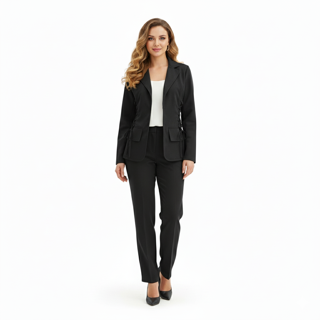 Conjunto saco y pantalón con estructura que estiliza al instante