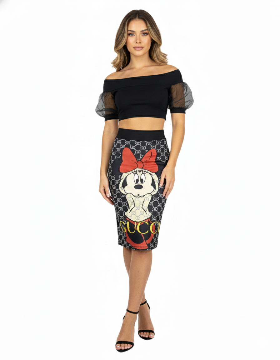 Conjunto casual con falda tubo y blusa de mangas princesa que resalta tu lado más divertido