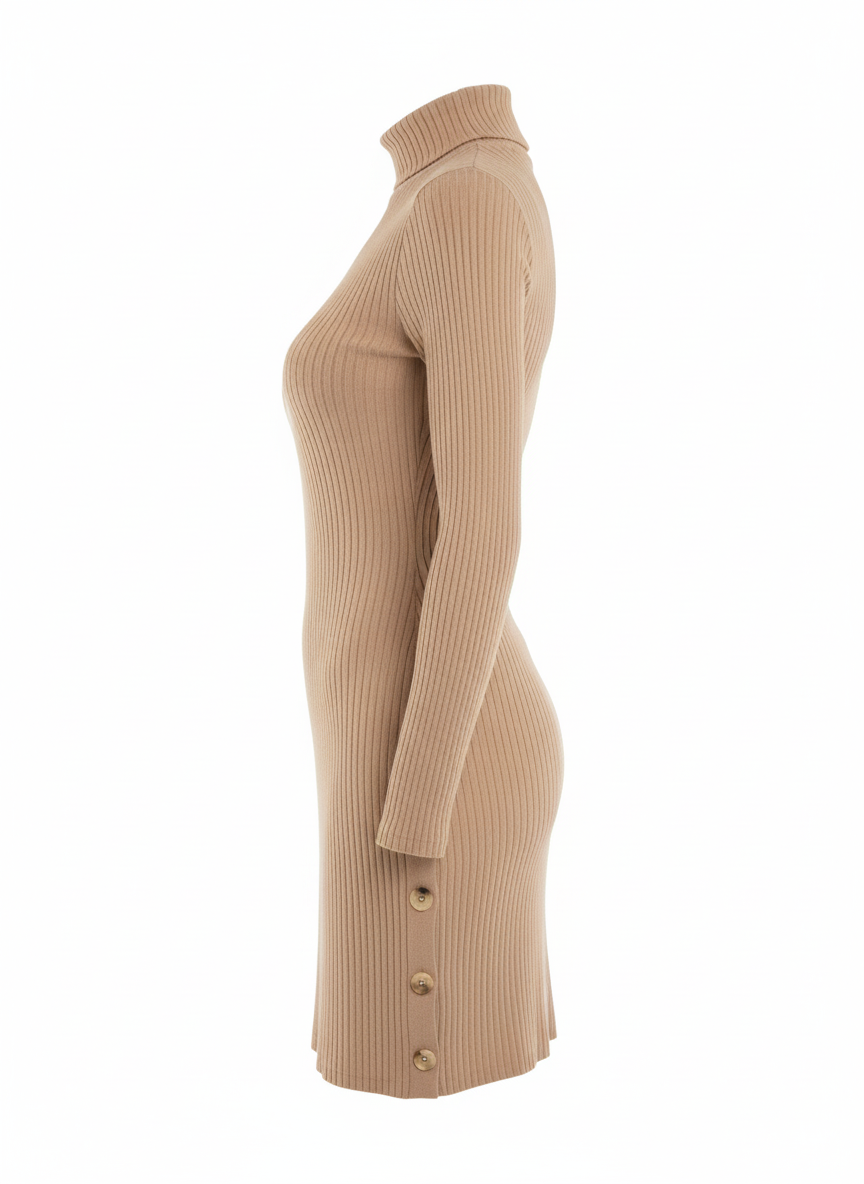 Vestido corto de punto acanalado con estructura que estiliza tu silueta