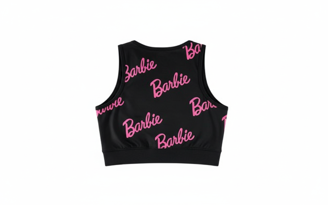 Crop top sin mangas estampado Barbie que activa tu energía visual