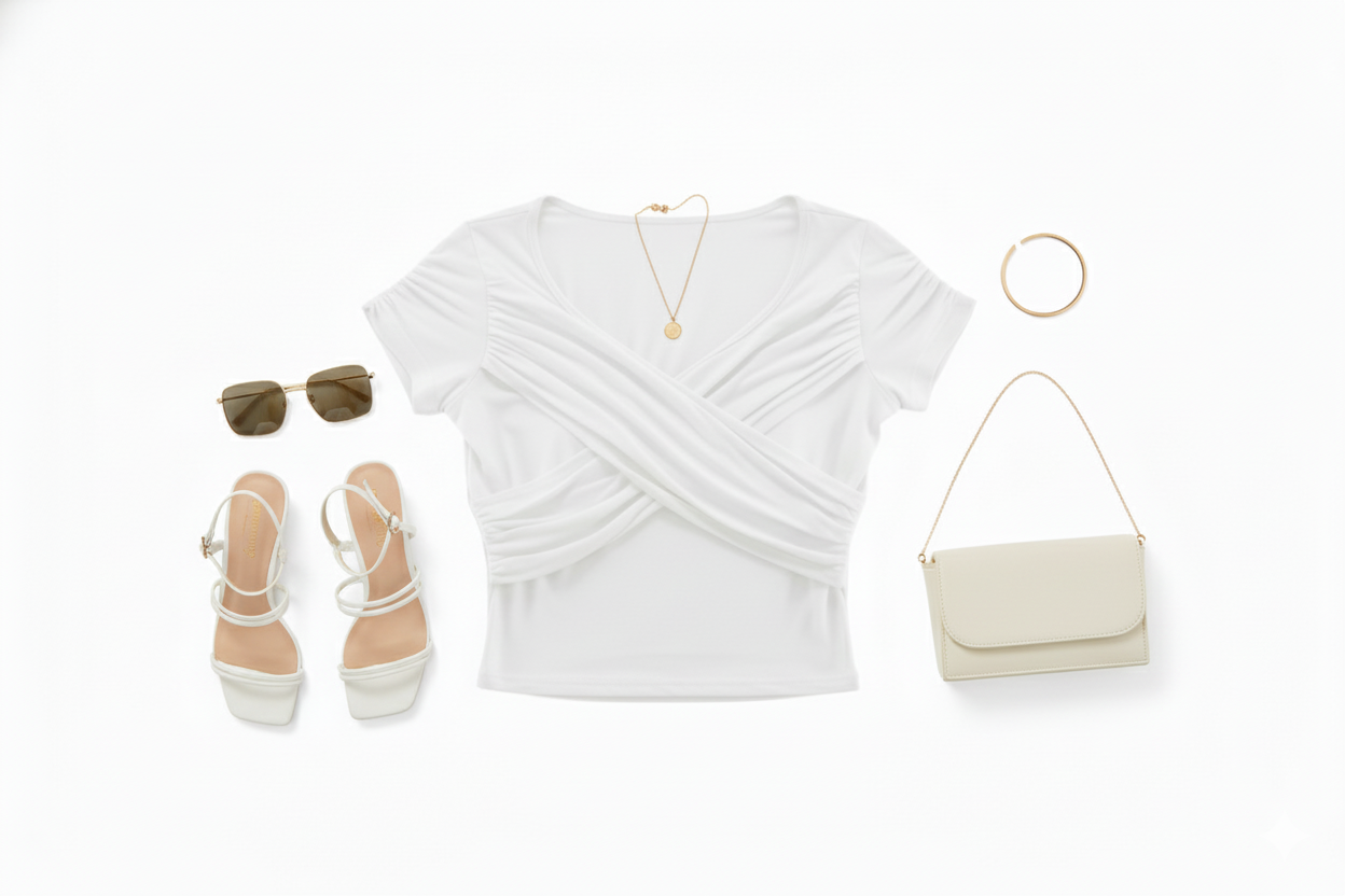 Blusa cruzada con hombros descubiertos que resalta tu figura con frescura