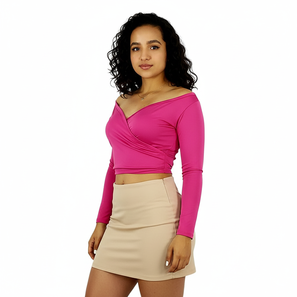 Blusa manga larga off shoulder que resalta tu silueta con elegancia sutil