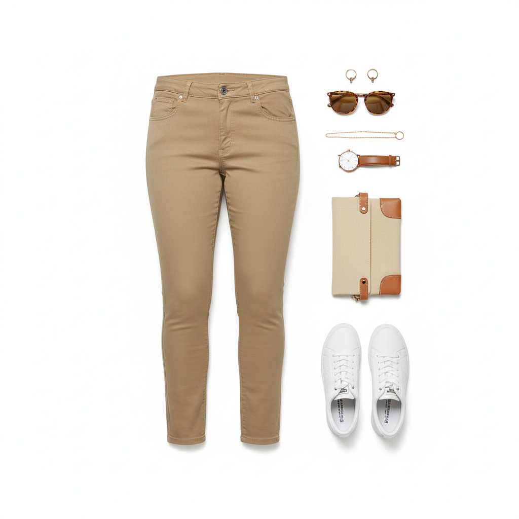 Pantalón recto ajustado con cinturón que define tu silueta con elegancia casual