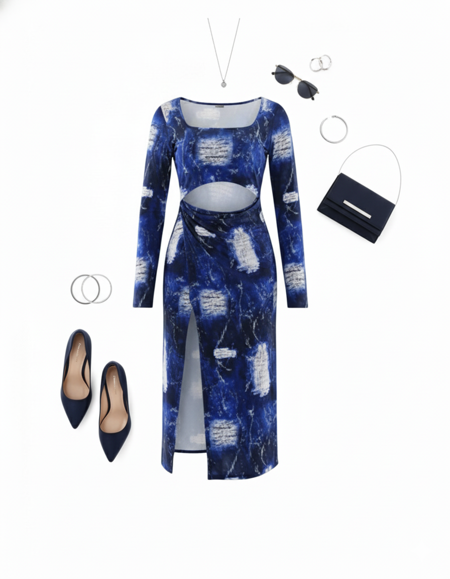 Vestido Chanel con aberturas estratégicas y efecto rasgado que moldea con audacia