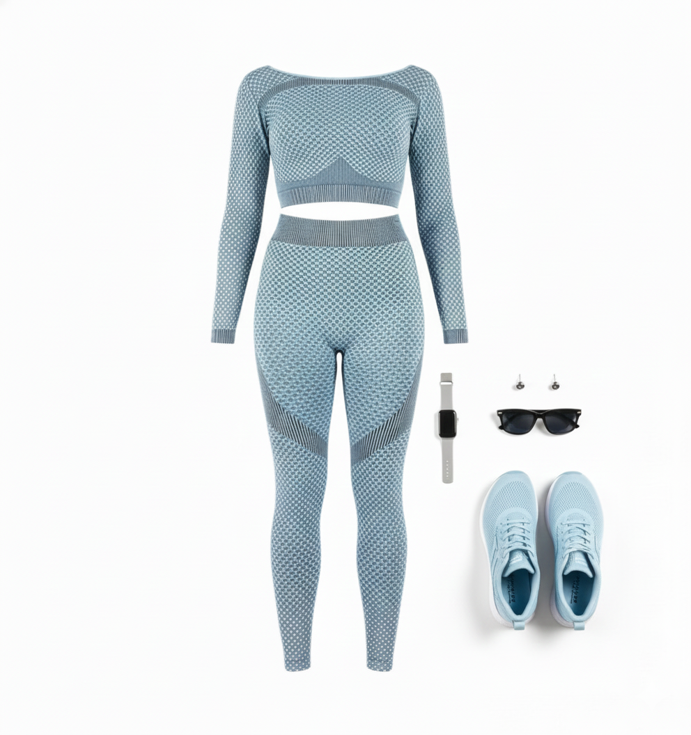 Conjunto deportivo con soporte estructurado y espalda descubierta que realza tu figura