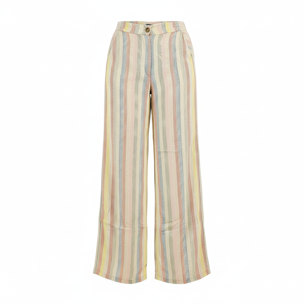 Pantalón acampanado con rayas que estilizan tu figura