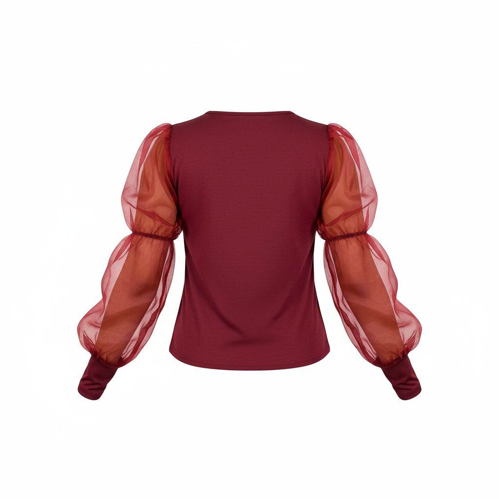 Pantyblusa con mangas de tul y escote profundo que impone elegancia con actitud