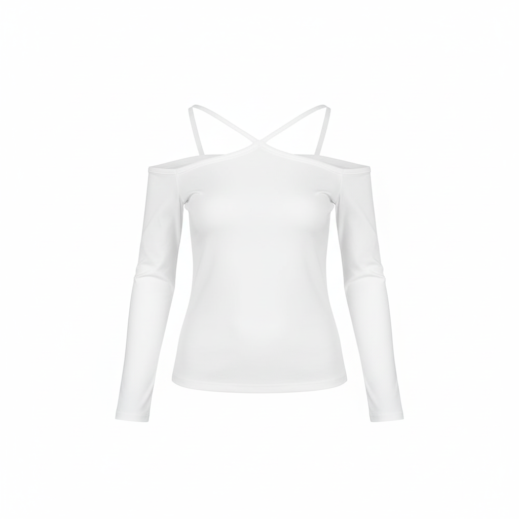 Blusa off shoulder con tirantes cruzados que estiliza con actitud juvenil