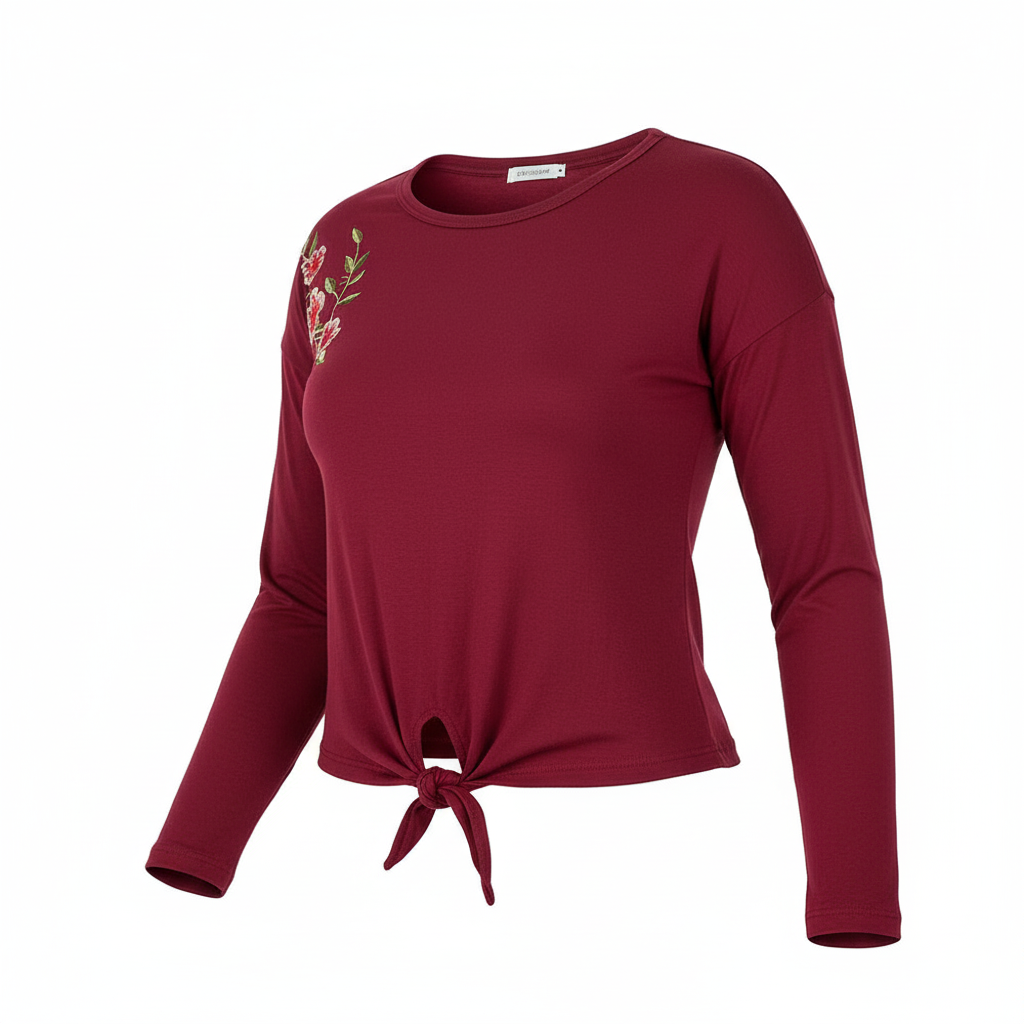 Blusa manga larga con amarre que define tu silueta con elegancia