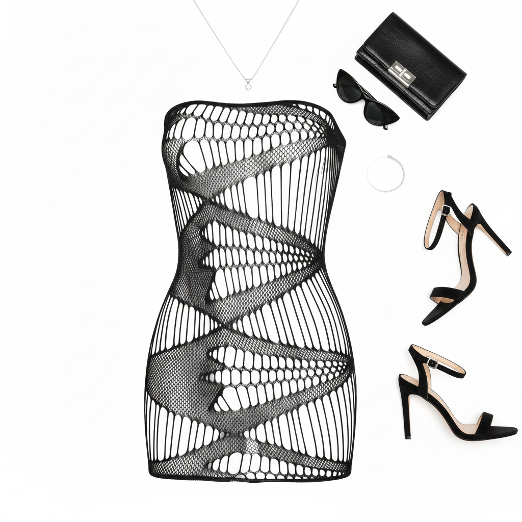 Microvestido de red que envuelve tu figura con sensualidad provocadora