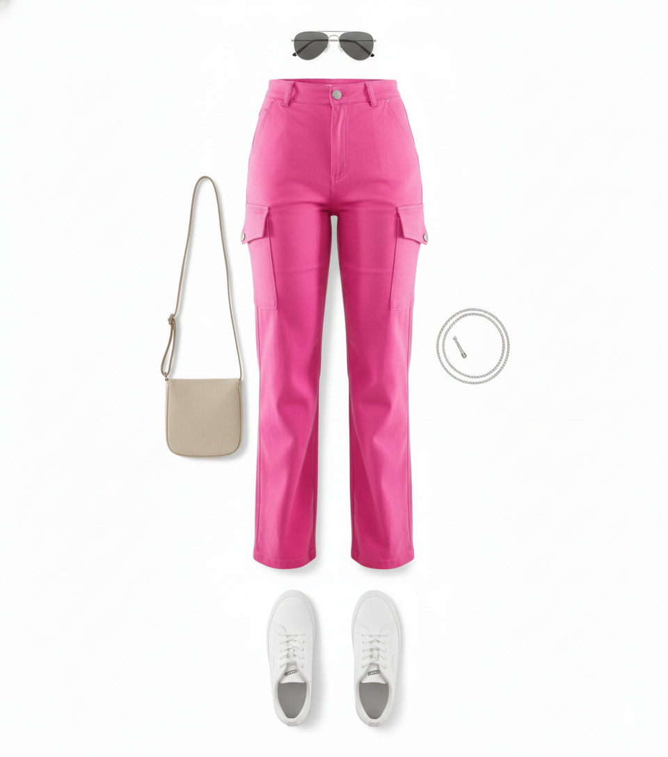 Pantalón tipo cargo de vinipiel que impone con estilo utilitario y audaz