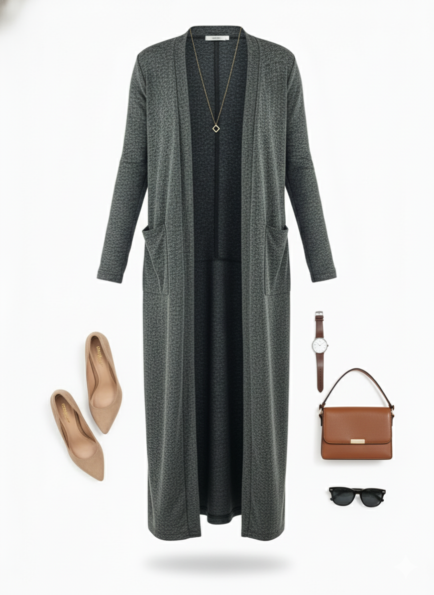 Ensamble largo que estiliza tu silueta con elegancia sutil