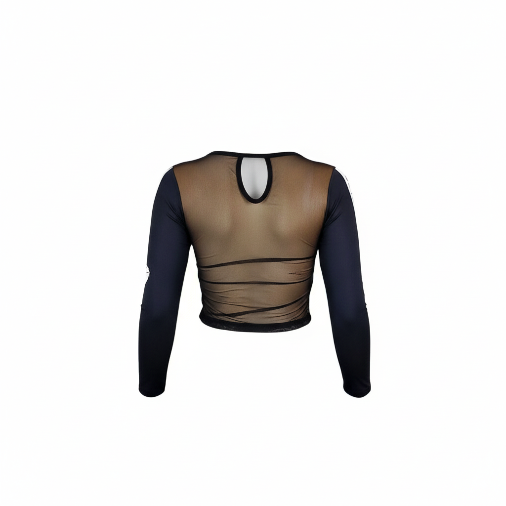 Pantyblusa transparente con brillo y estampado urbano que enciende tu estilo