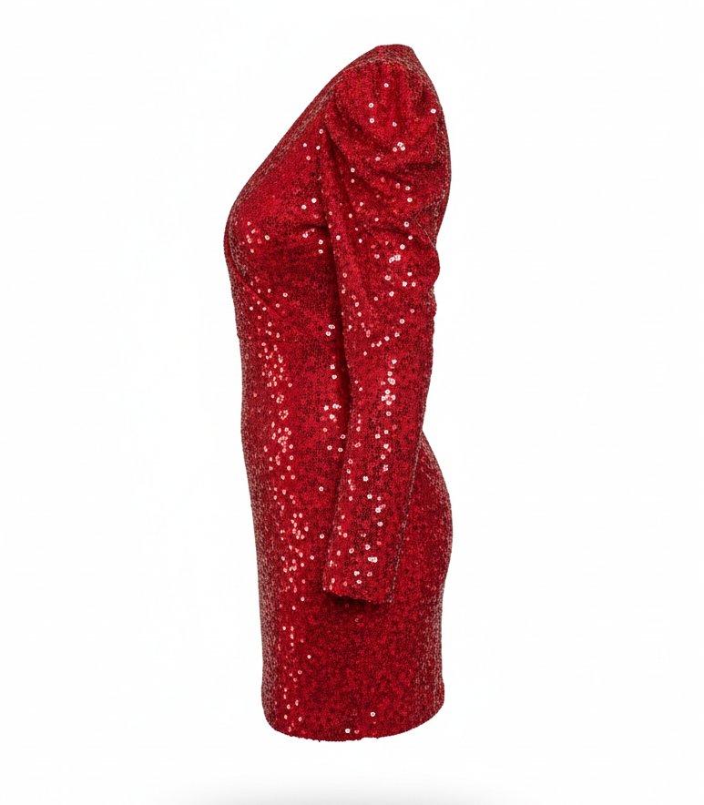 Vestido corto de lentejuelas con escote en V que enmarca tu figura con actitud deslumbrante