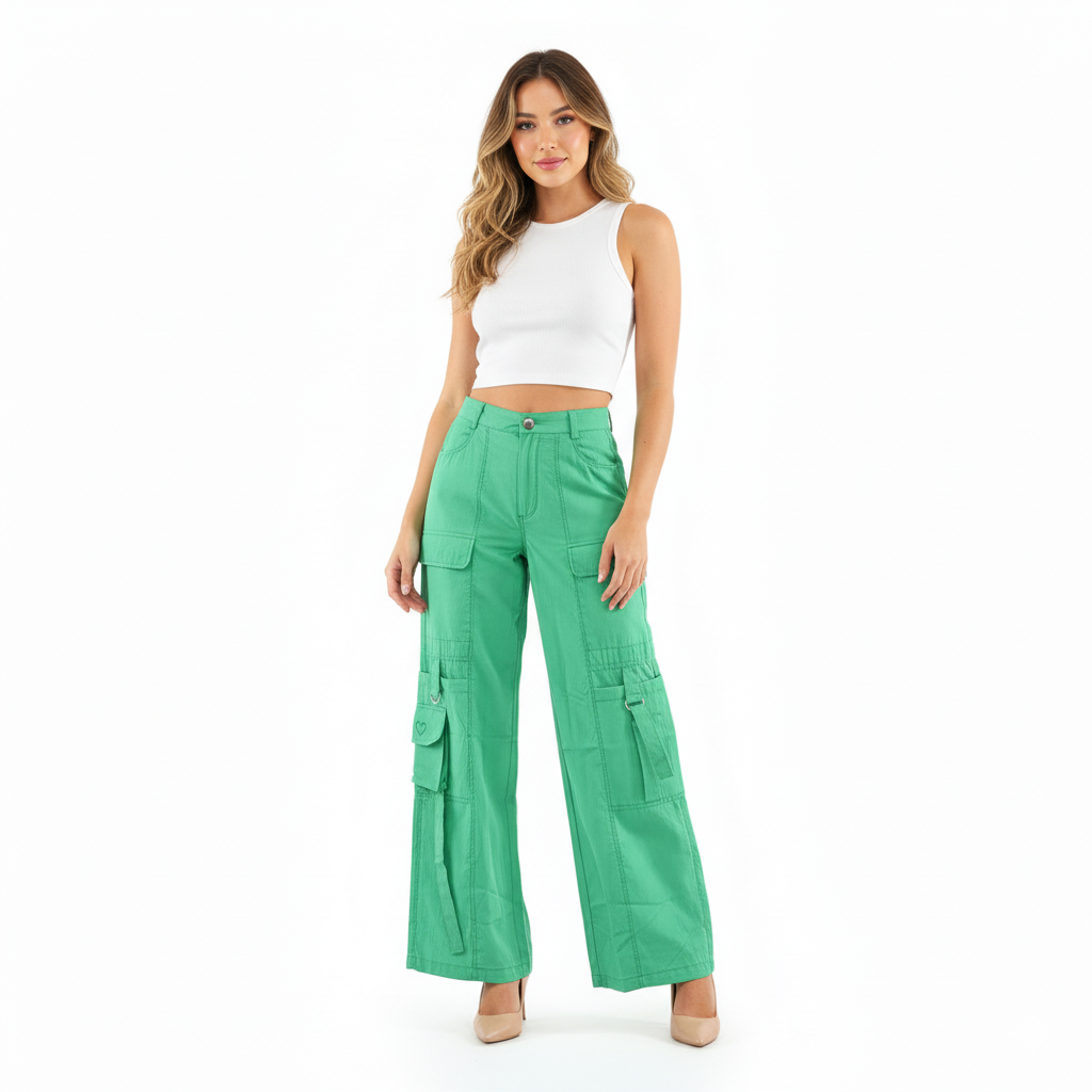 Pantalón tipo cargo de silueta holgada que combina estilo y libertad