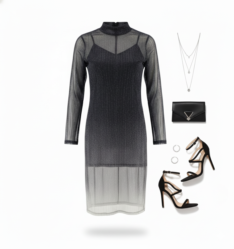 Vestido de dos piezas con transparencias que insinúa con elegancia