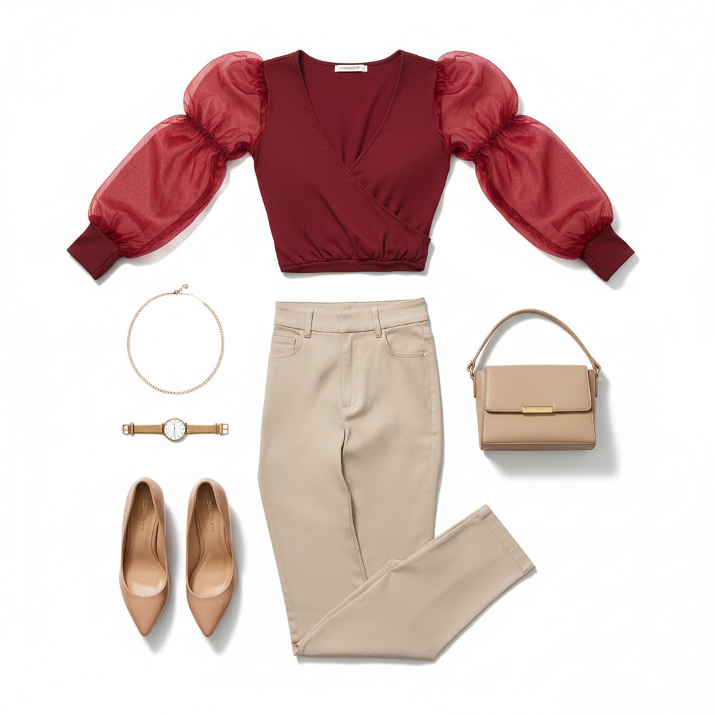 Pantyblusa con mangas de tul y escote profundo que impone elegancia con actitud