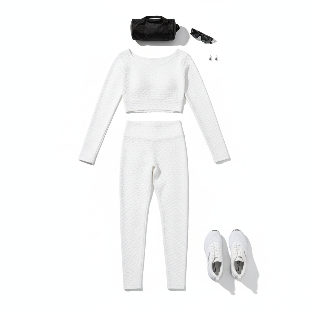 Conjunto deportivo acanalado con espalda descubierta que moldea con estilo
