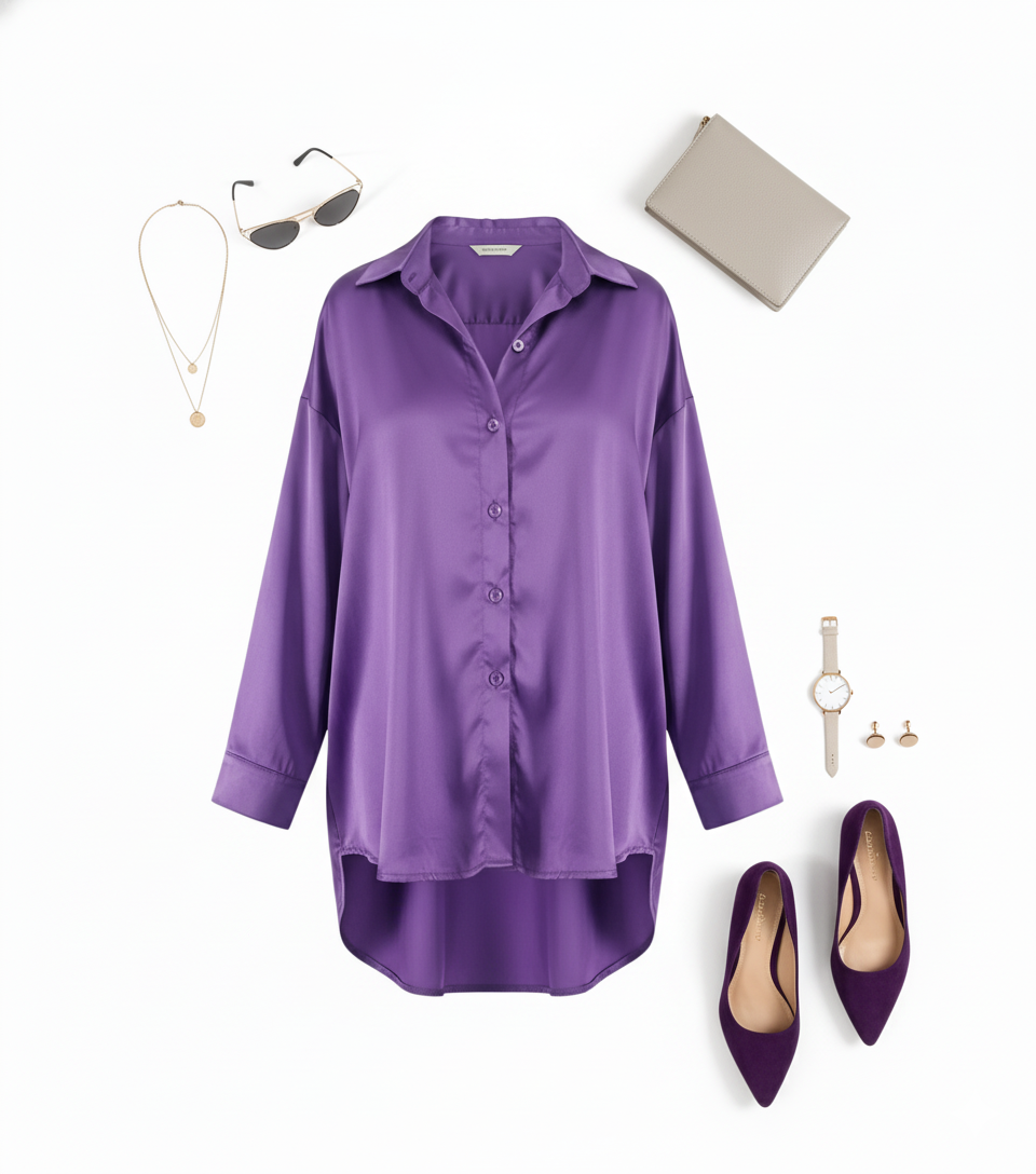 Blusa oversize satinada que combina fluidez y elegancia casual