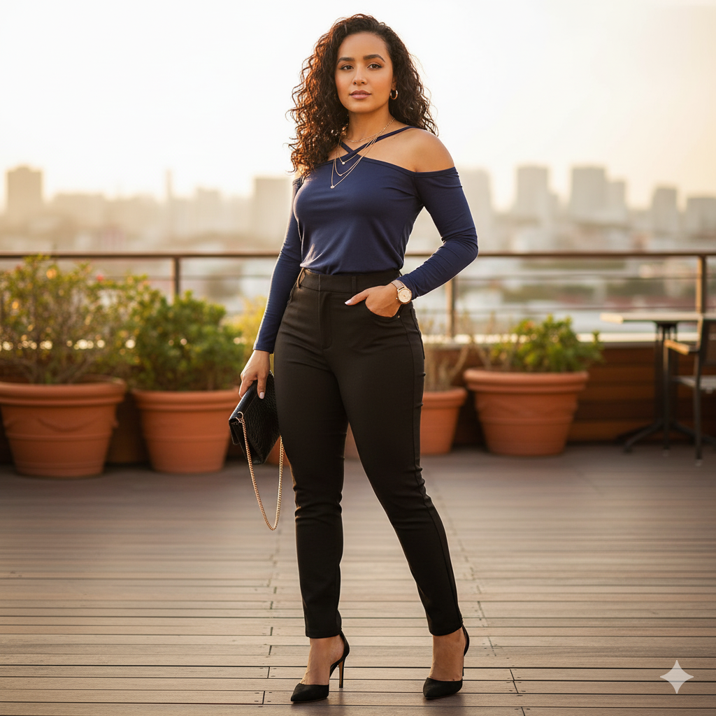 Blusa off shoulder con tirantes cruzados que estiliza con actitud juvenil