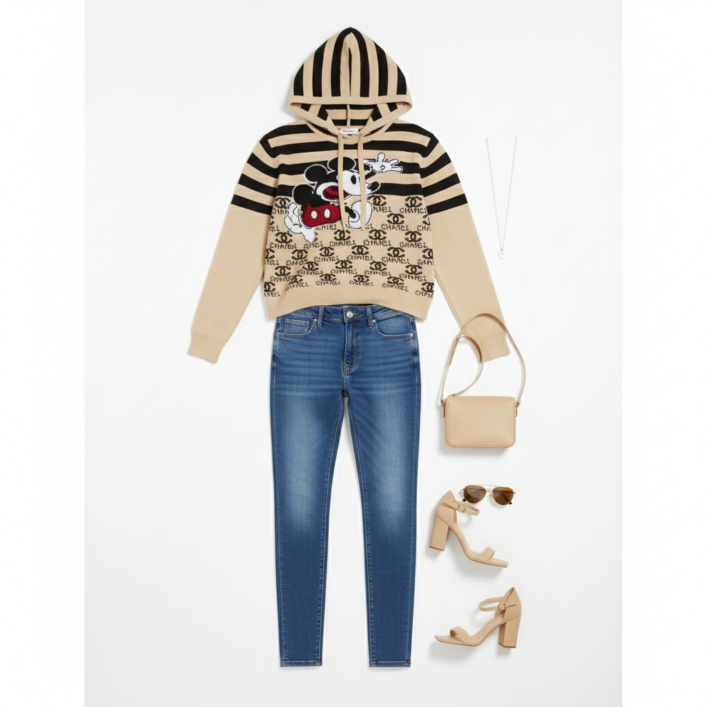 Suéter con capucha y personaje animado para un look divertido y moderno