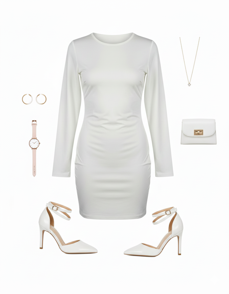 Minivestido slim de manga larga con espalda abierta y moños decorativos