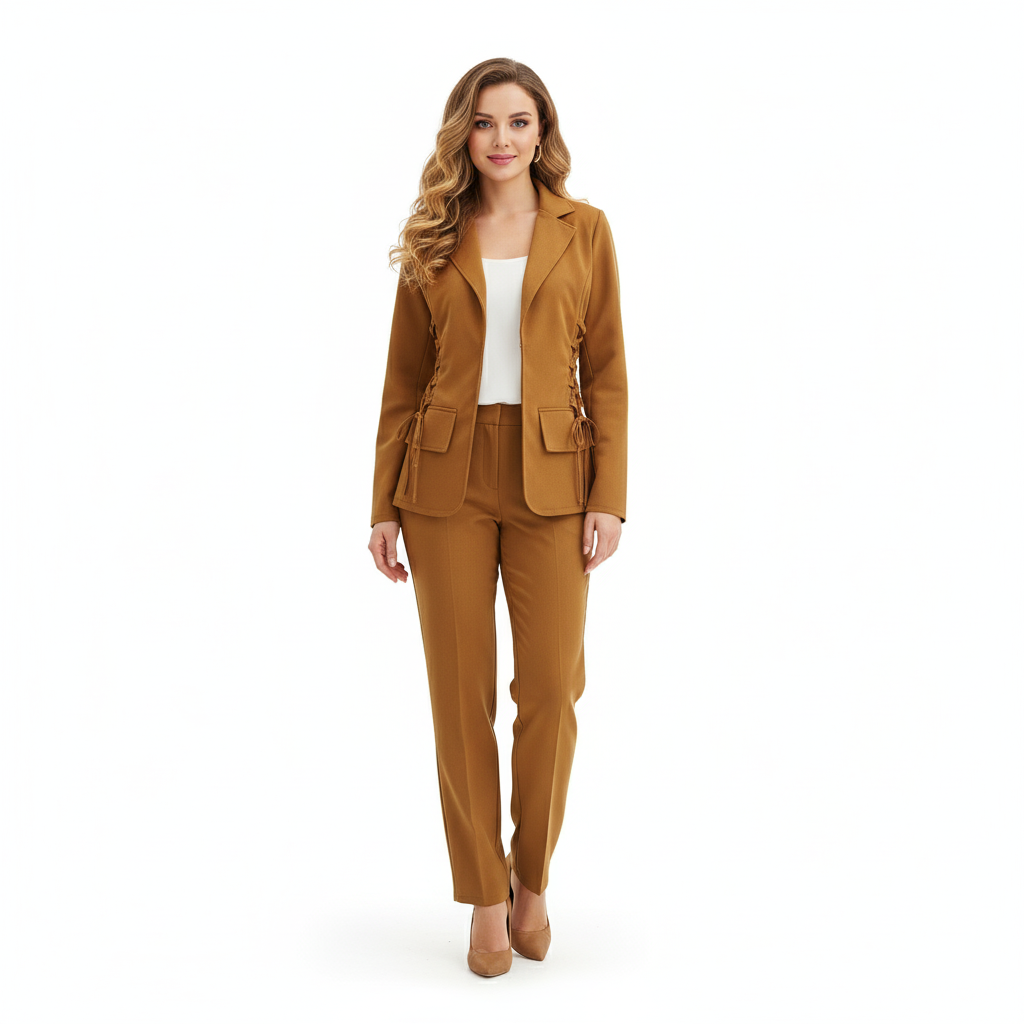 Conjunto saco y pantalón con estructura que estiliza al instante