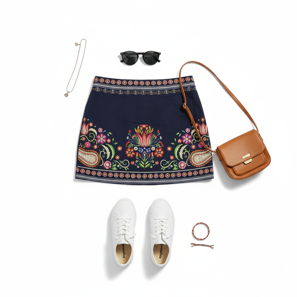 Minifalda estampada que ilumina tu look con frescura y armonía