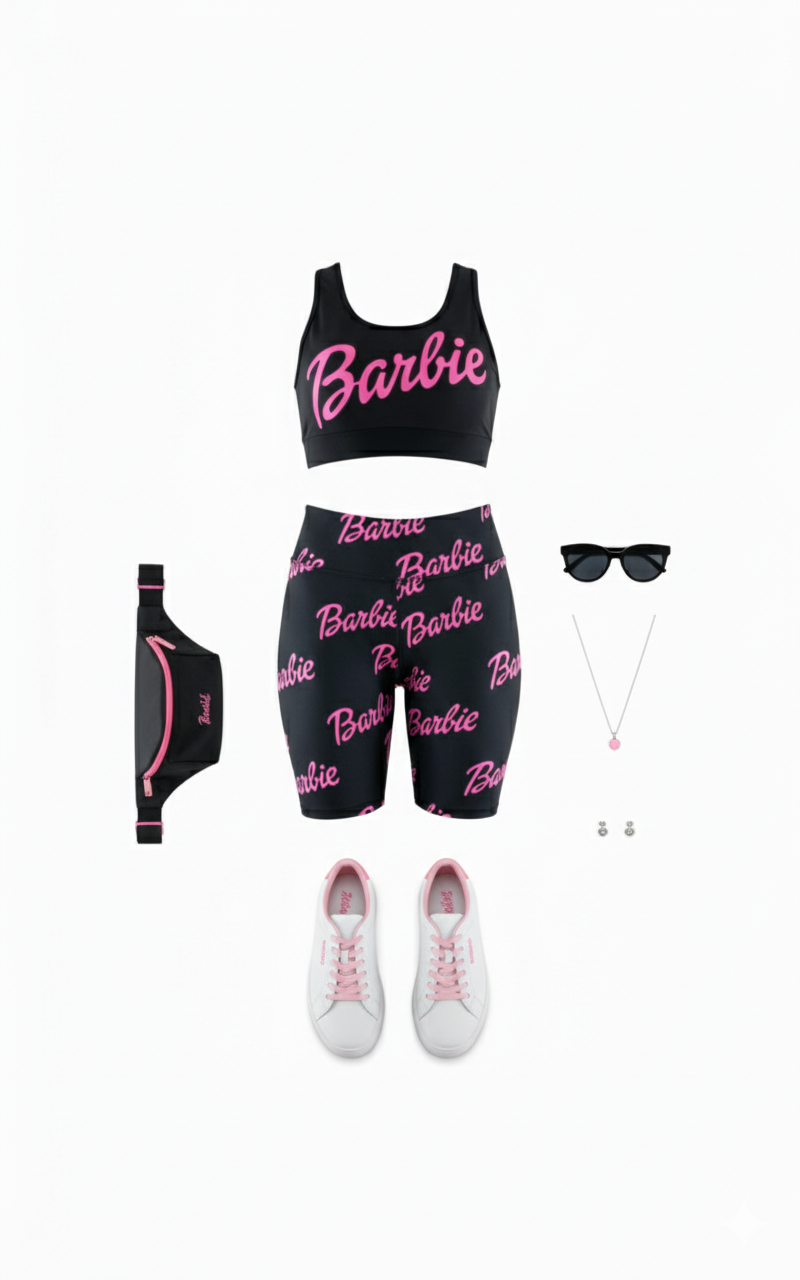 Conjunto deportivo con estampado Barbie que enciende tu lado más divertido y auténtico