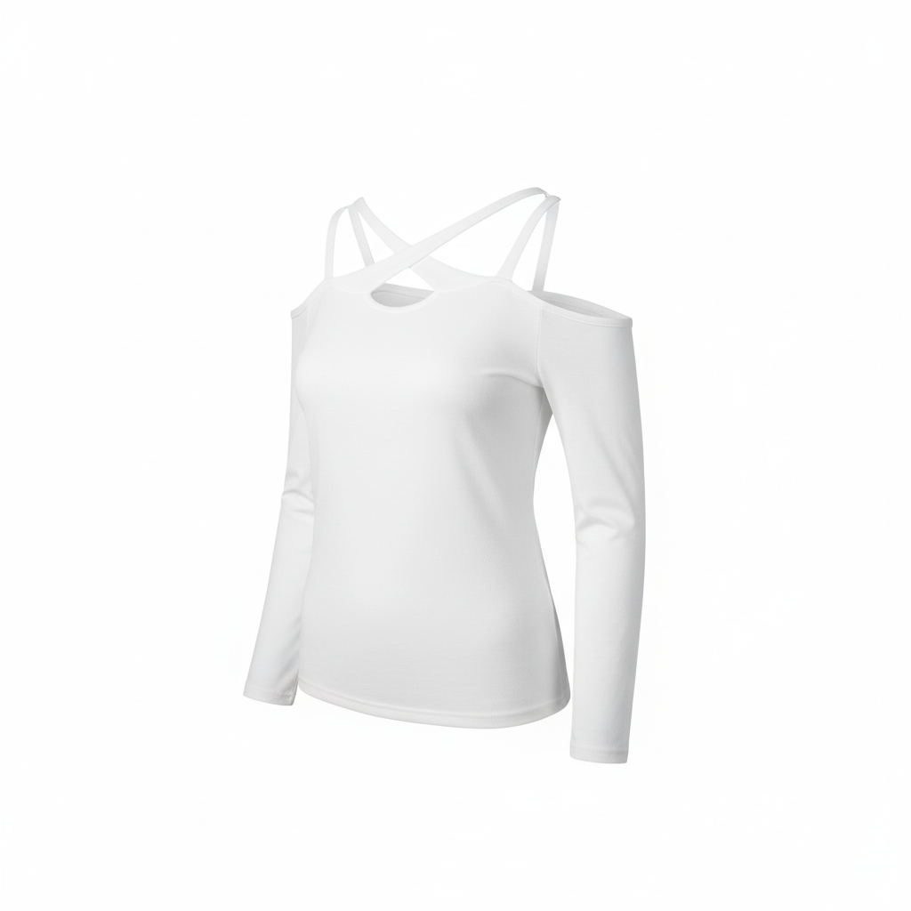 Blusa off shoulder con tirantes cruzados que estiliza con actitud juvenil
