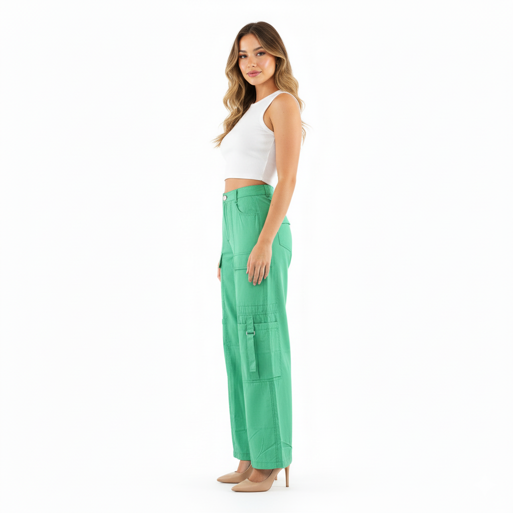 Pantalón tipo cargo de silueta holgada que combina estilo y libertad