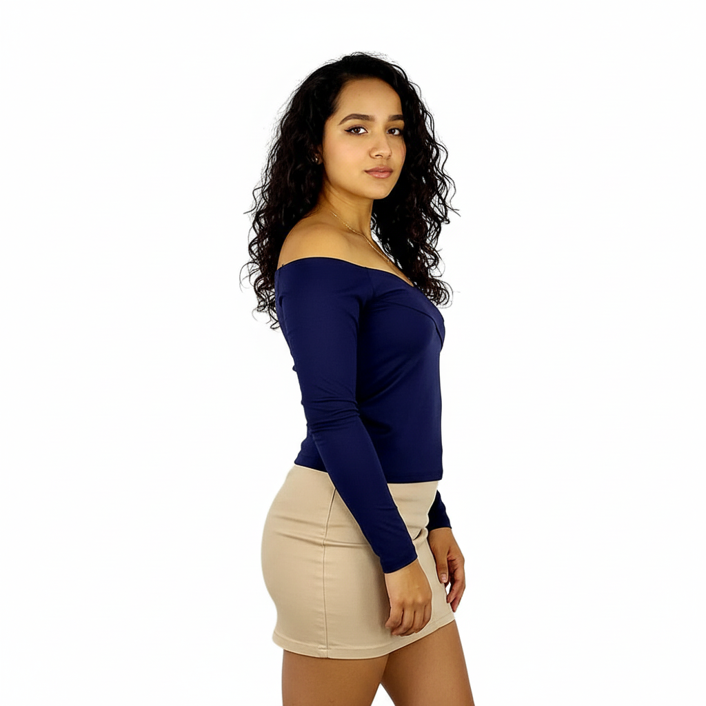 Blusa manga larga off shoulder que resalta tu silueta con elegancia sutil