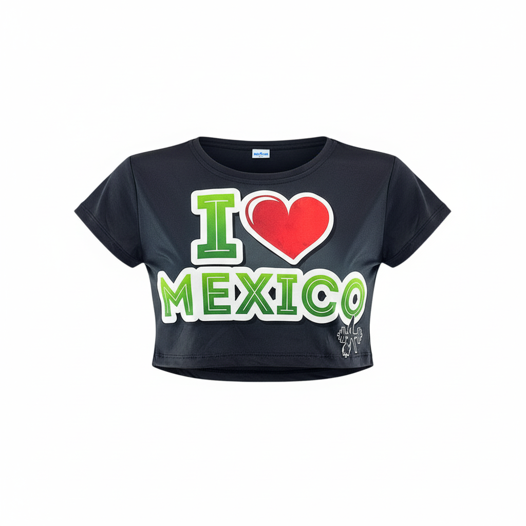 Blusa corta mexicana con actitud vibrante que refleja tu orgullo
