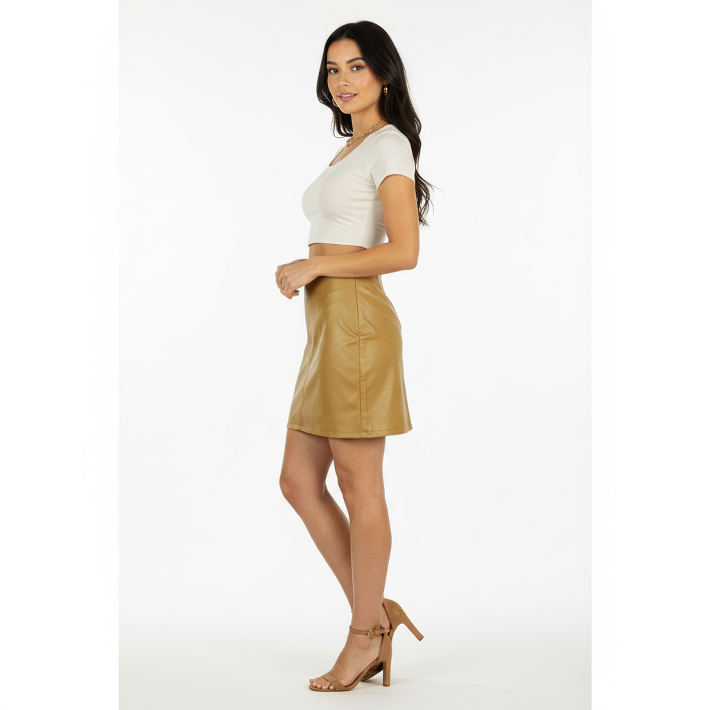 Minifalda vinipiel con abertura que equilibra elegancia y sensualidad