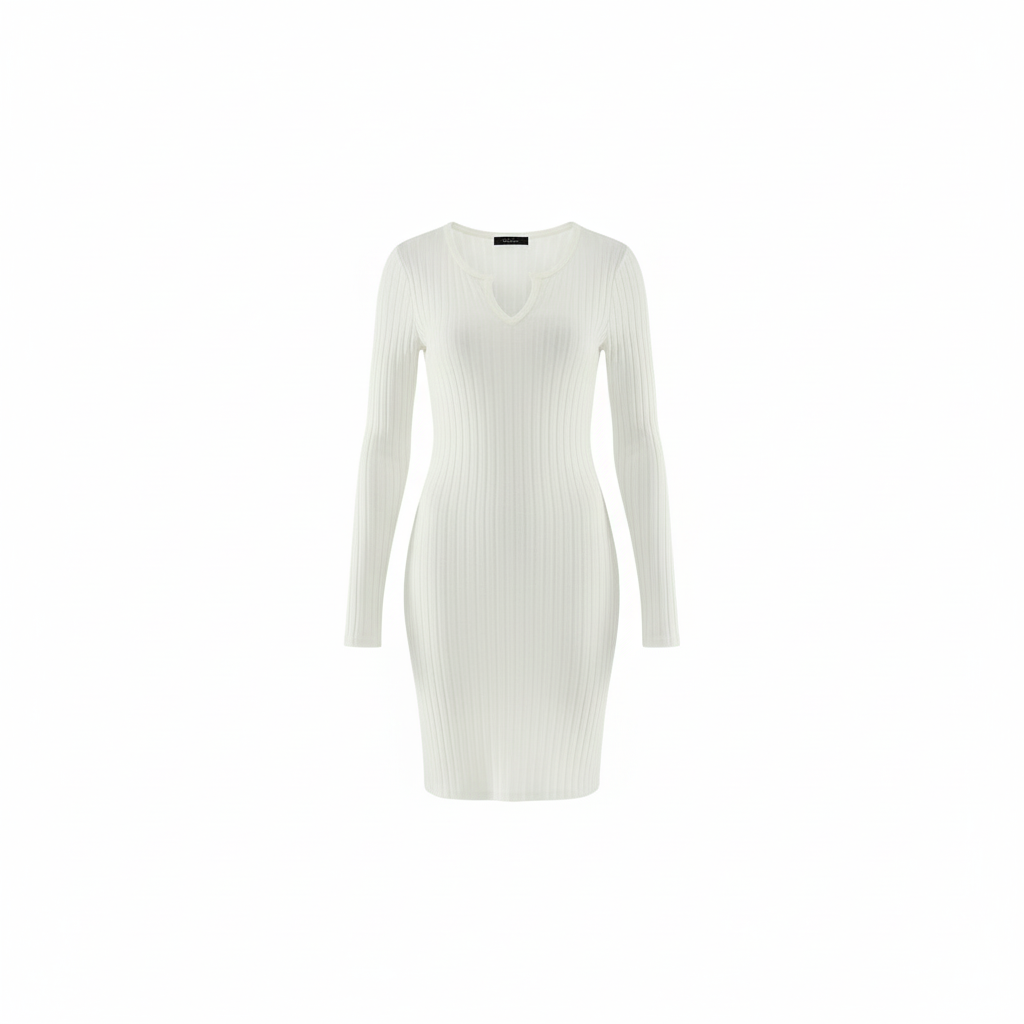 Vestido corto con textura acanalada que estiliza al instante