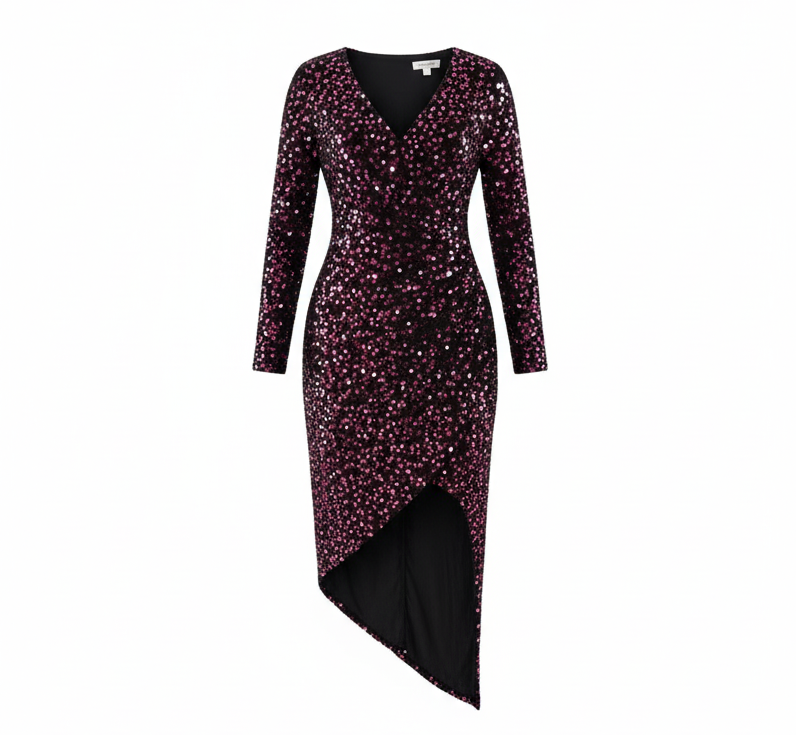 Vestido largo con lentejuelas que ilumina tu silueta con elegancia festiva