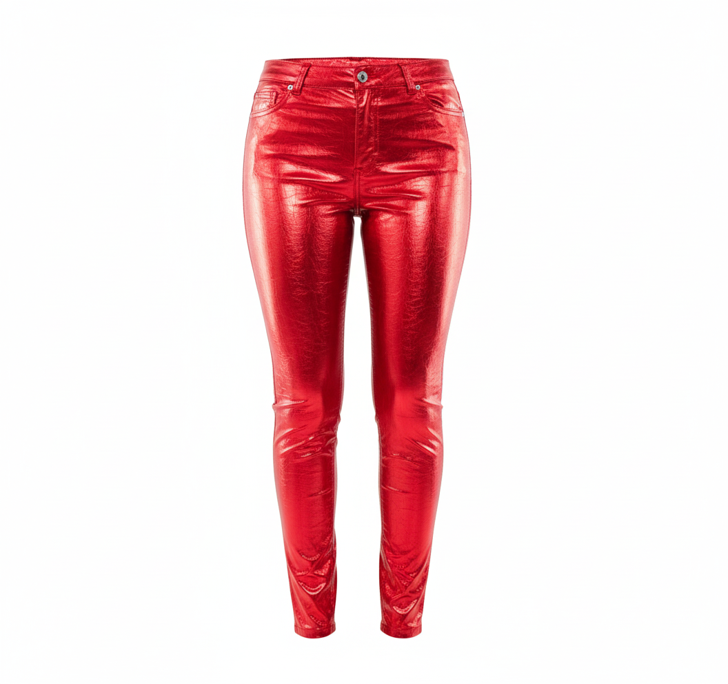 Pantalón ajustado brillante que potencia tu silueta con audacia visual