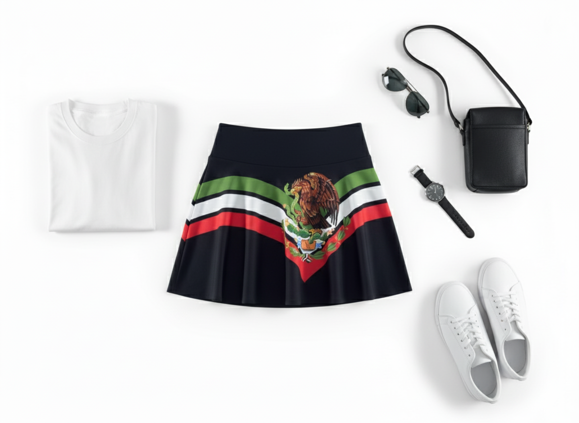 Falda short deportiva con estampado patriótico que resalta tu movimiento