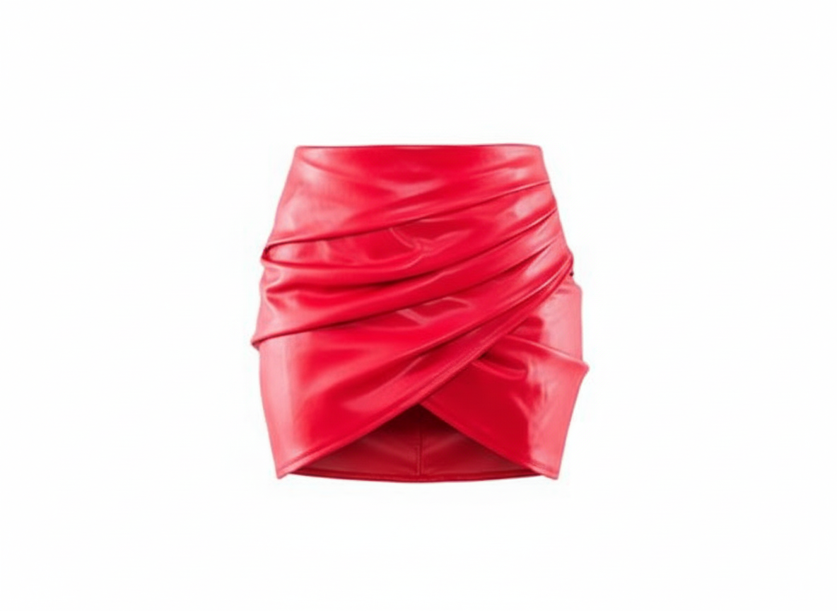 Minifalda drapeada de vinipiel que realza tu silueta con elegancia urbana