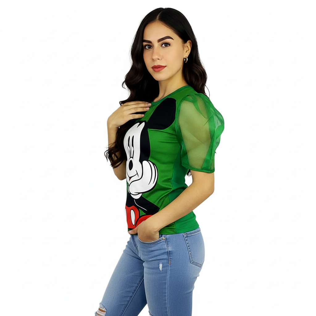Blusa manga princesa con estampado divertido que resalta tu personalidad