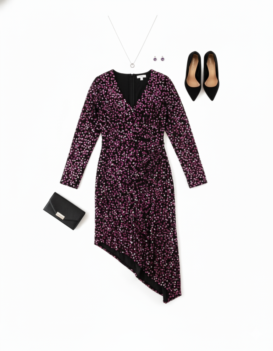 Vestido largo con lentejuelas que ilumina tu silueta con elegancia festiva