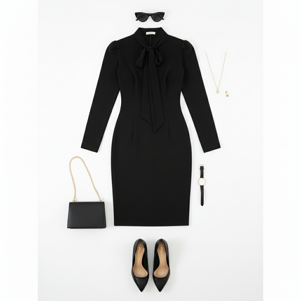 Vestido corto con moño que estiliza con elegancia relajada
