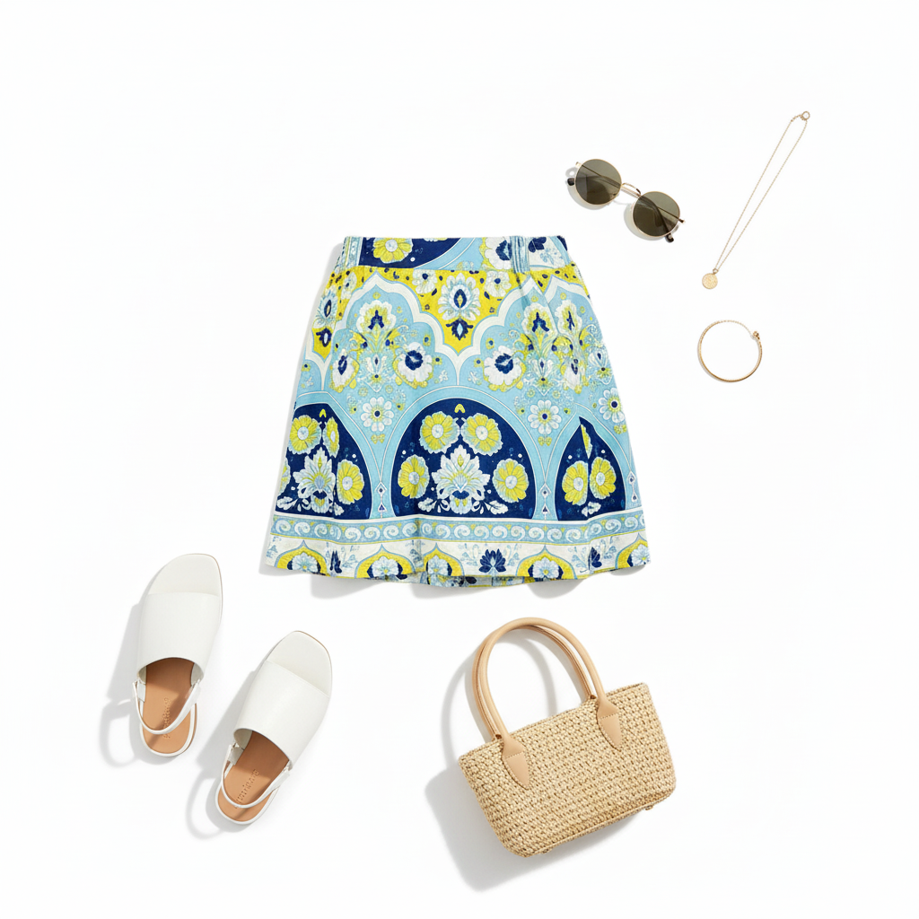Minifalda estampada que ilumina tu look con frescura y armonía