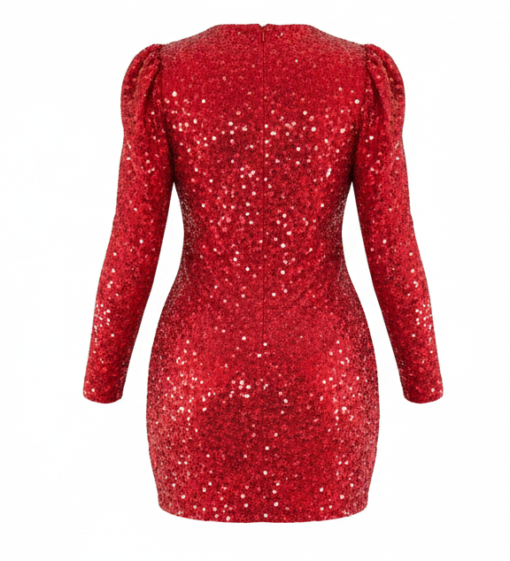 Vestido corto de lentejuelas con escote en V que enmarca tu figura con actitud deslumbrante