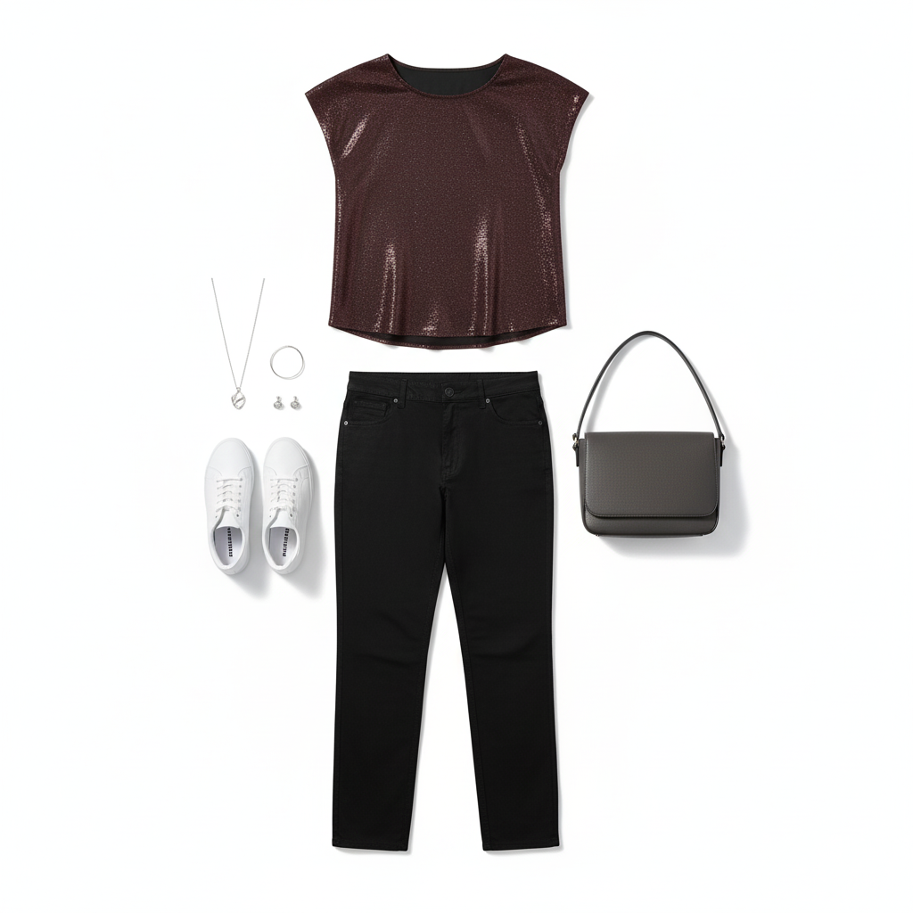 Blusa sin mangas con brillo elegante y corte favorecedor