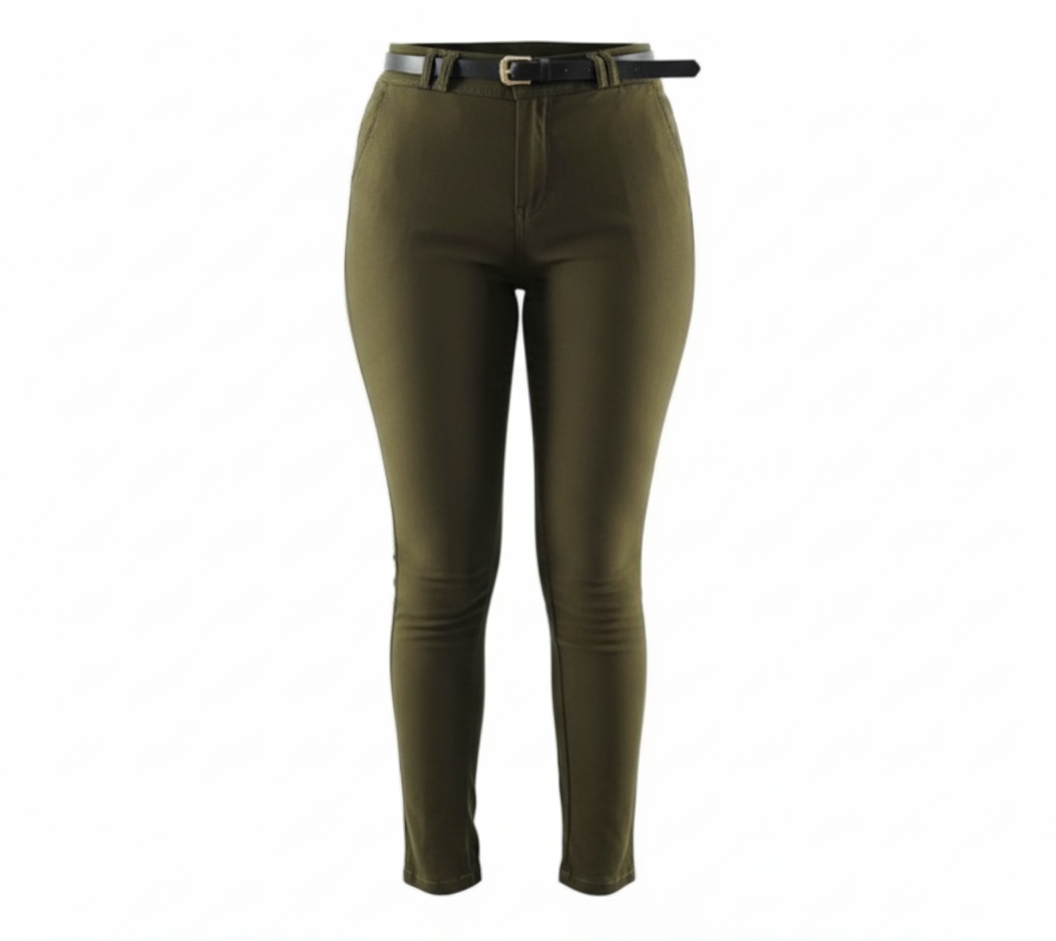 Pantalón recto ajustado con cinturón que define tu silueta con elegancia casual