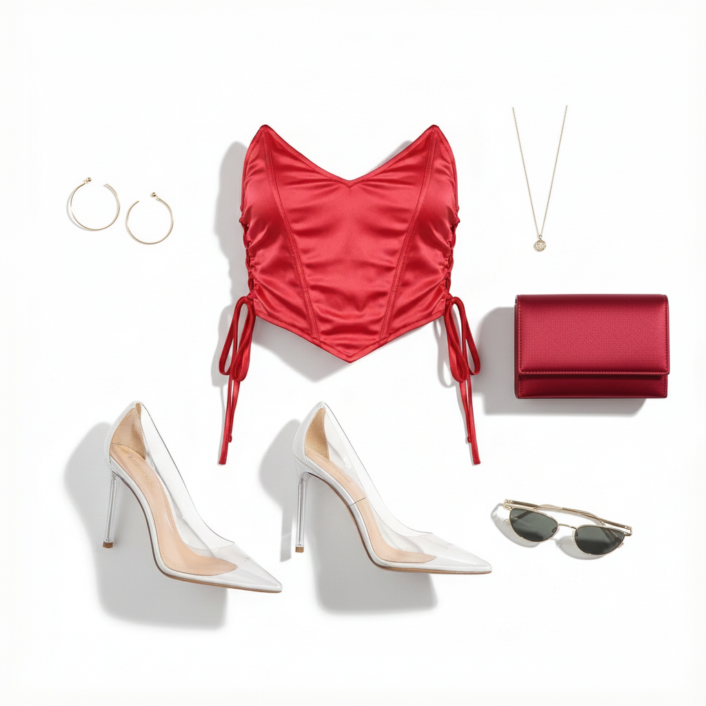 Blusa corset satinado con jaretas que enmarca tu figura